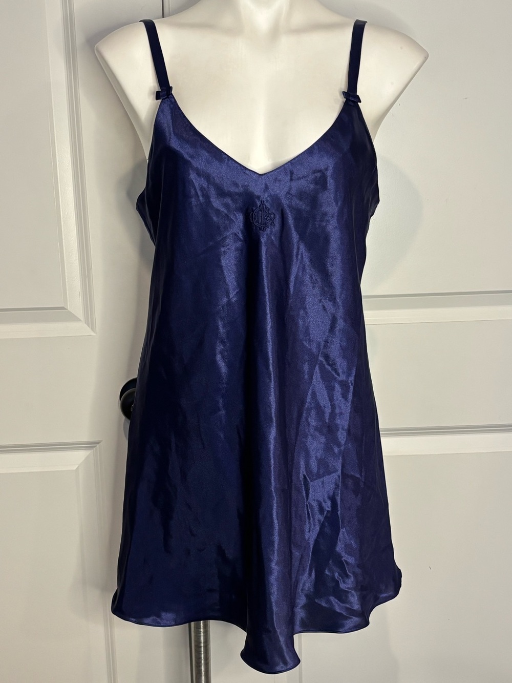Christian Dior Saks Fifth Avenue Purple Satin Bow Embroidered Monogram Chemise